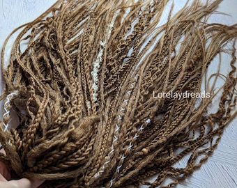 Dark blon Crochet Synthetic dreads DEdreads extensions Vikings Dreads brown boho dreads textured dreadlocks  festival hairstyles soft dreads