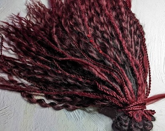 Ombre black red Curly dreads Synthetic crochet dreads extensions black Boho DE Dreads Curly double ended dreadlocks red waves de braids