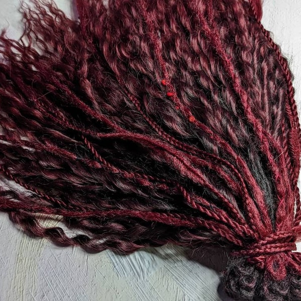 Ombre black red Curly dreads Synthetic crochet dreads extensions black Boho DE Dreads Curly double ended dreadlocks red waves de braids
