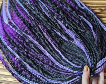 Ombre black purple Curly dreads Synthetic crochet dreads extensions black Boho DE Dreads Curly double ended dreadlocks purple de braids
