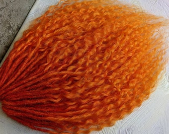 Red orange Curly dreads Synthetic crochet dreads extensions  copper  Boho DE Dreads Curly double ended dreadlocks ginger dreads