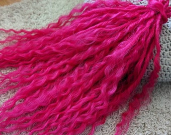 Pink Curly dreads Synthetic crochet dreads extensions pink Boho DE Dreads Curly double ended dreadlocks pink de braids