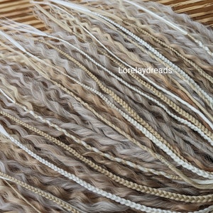 Mix of blond Curly dreads Synthetic crochet dreads extensions blond Boho DE Dreads Curly double ended dreadlocks white de braids