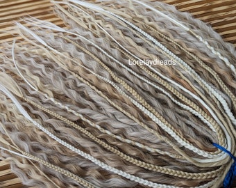 Mezcla de rastas rizadas rubias Extensiones de rastas sintéticas de ganchillo rubias Boho DE Dreads Rastas rizadas de doble punta Trenzas blancas de