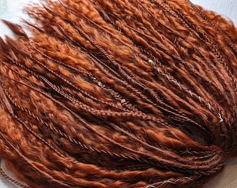 Rode oranje gember Krullende dreads Synthetische haak dreads verlengt koper Boho DE Dreads Krullende dubbele eindige dreadlocks gember dreads