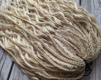 Blonde waves with braids at the base Curly dreads Synthetic crochet dreads extensions blonde Boho DE Dreads Curly double ended dreadlocks