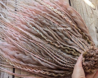 Rastas rizadas rubias ombré rosa blanco Extensiones de rastas sintéticas de crochet rosa Boho DE Rastas Rastas rizadas de doble punta trenzas rubias de