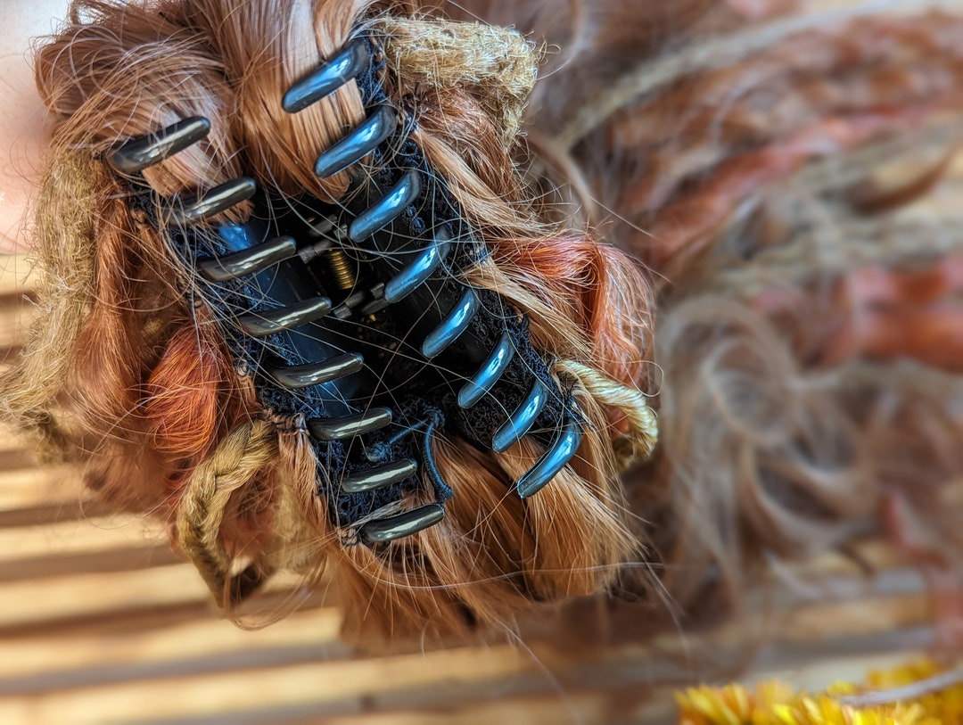 Claw Clip Ponytails Curly Dreads Red Synthetic Crochet Dreads