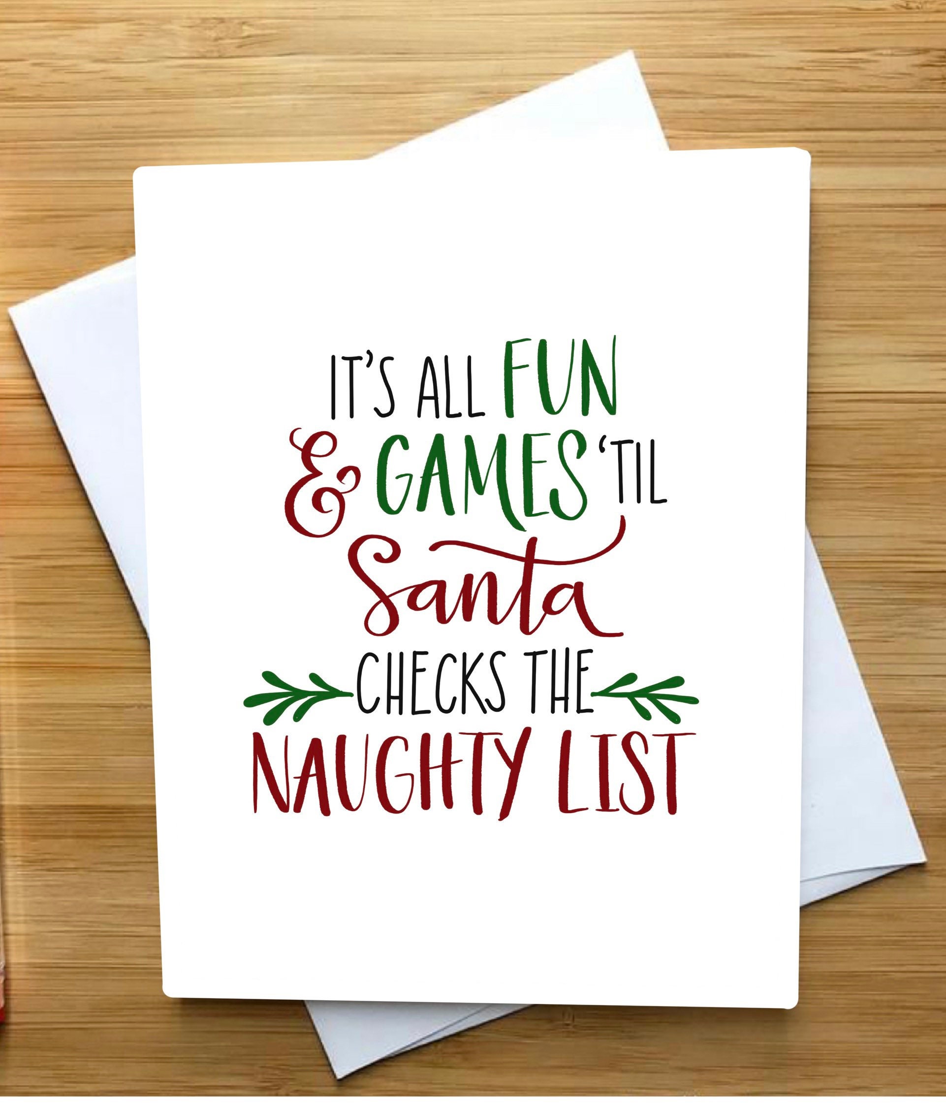 Christmas Card Humorous Naughty List - Etsy UK