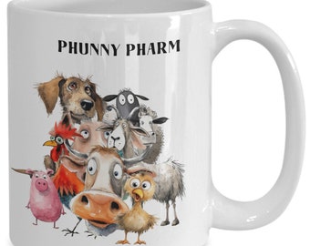 Funny on the farm mug farm animal life phunny pharm coffee cup