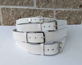 Premium White 1-1/2" Full Grain Leather Belt Solid Thick Mens Womens 3.8cm Hand Made