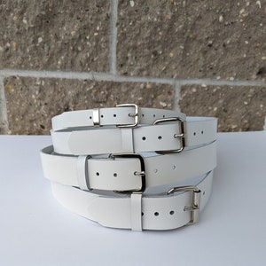 Cinto de couro de grão completo branco premium 1-1/2&quot; sólido grosso masculino feminino 3,8 cm feito à mão