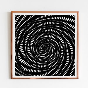 Vortex / Black and White Abstract Printable Wall Art / Minimalist Home Decor / Digital Download