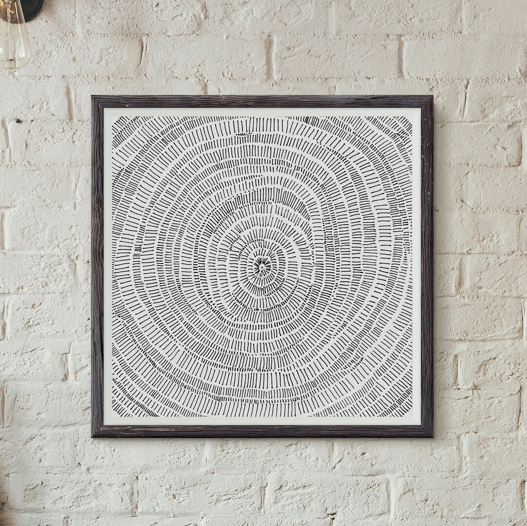 Circle No:1, Black and White Abstract Geometric Printable Wall Art ...