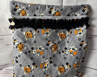 Trick or Treat Mouse Quilted and Lined Cross Stitch Project Bag