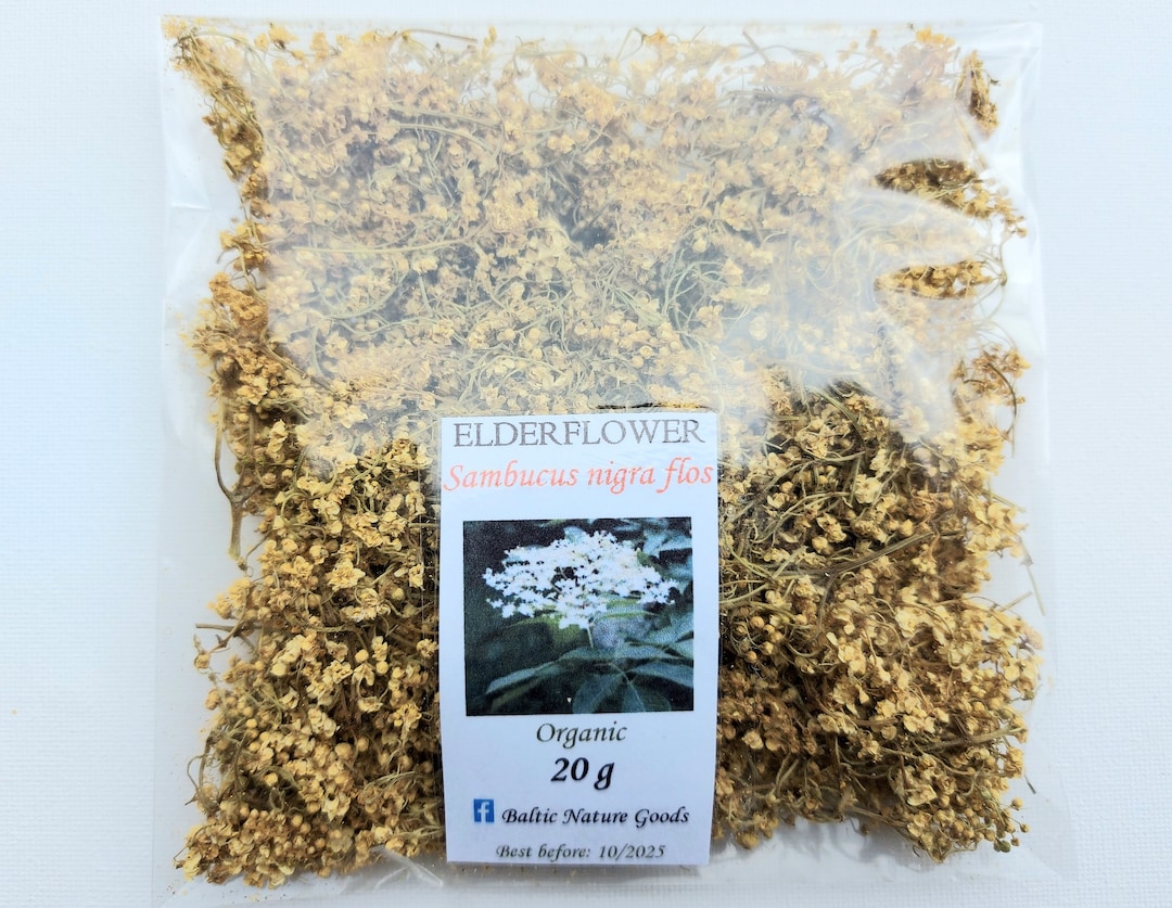 Natural Dried Elderflower 2023 Harvest, 20 G Elder Flowers Herbal Bulk