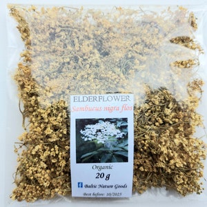 Elderflower, 2025 Fresh Wild Dried Flowers, 20 g Elder Flowers Bulk Tea, Sambucus Nigra Flos, Wild Natural Herbs, Natural Product