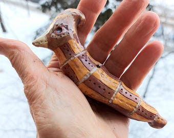 Handmade Glazed Ceramic Whistle: Goblin Dragon Statuette