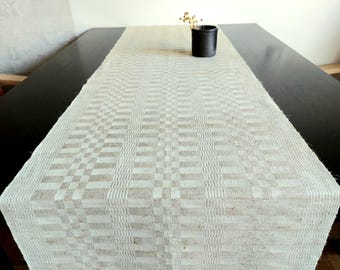 Hand Woven Linen Table Runner or Wall Hanging: Baltic Textile Art