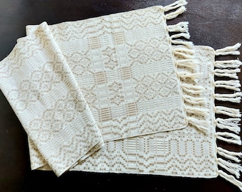 Hand Woven Linen Table Runner,  Wall Hanging, Hand Made Original Wall Decor, Natural Linen Towel, Baltic Pattern, Lithuanian Textile Art