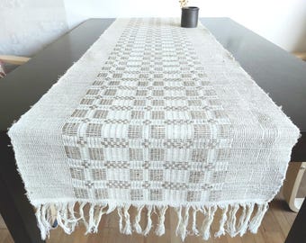 Hand Woven Linen Table Runner or Wall Hanging: Baltic Textile Art