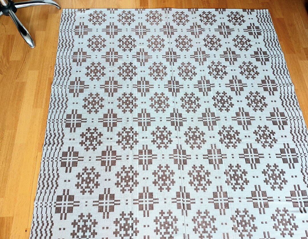 Hand Woven Bedspread Linen and Silk Type Yarn Bed Coverlet Etsy