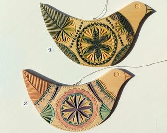 Hand Carved Linden Wood Bird Ornament: Lithuanian Pagan Symbols
