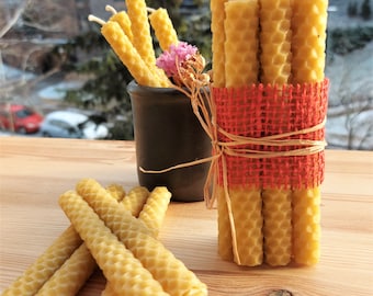 Velas de cera de abeja hechas a mano - Juego de 10: Aroma a miel orgánica