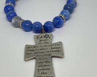 Serenity Prayer Cross Bracelet