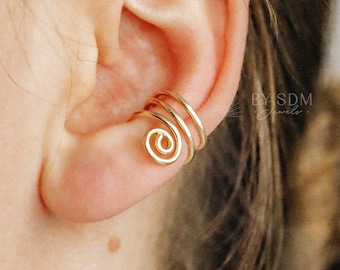 No Piercing Spiral Ear Cuff • Minimalist Ear Cuff • Sterling Silver 925 • 12k Gold Filled • BYSDMJEWELS