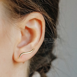 Simple Long Bar Climber Earrings • Gold • Silver • BYSDMJEWELS