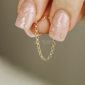 Dainty 18k Gold Chain Ring: Sterling Silver Minimalist Stack Ring