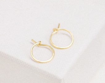 Tiny Sterling Silver Hoop Earrings: Gold Filled Minimalist Loops