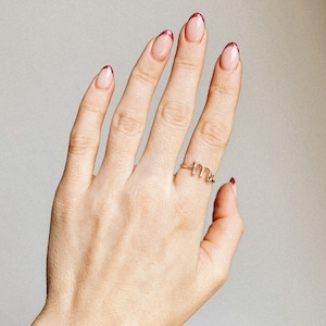 Sterling Silver Initial M Ring: Personalized Cursive Letter Ring