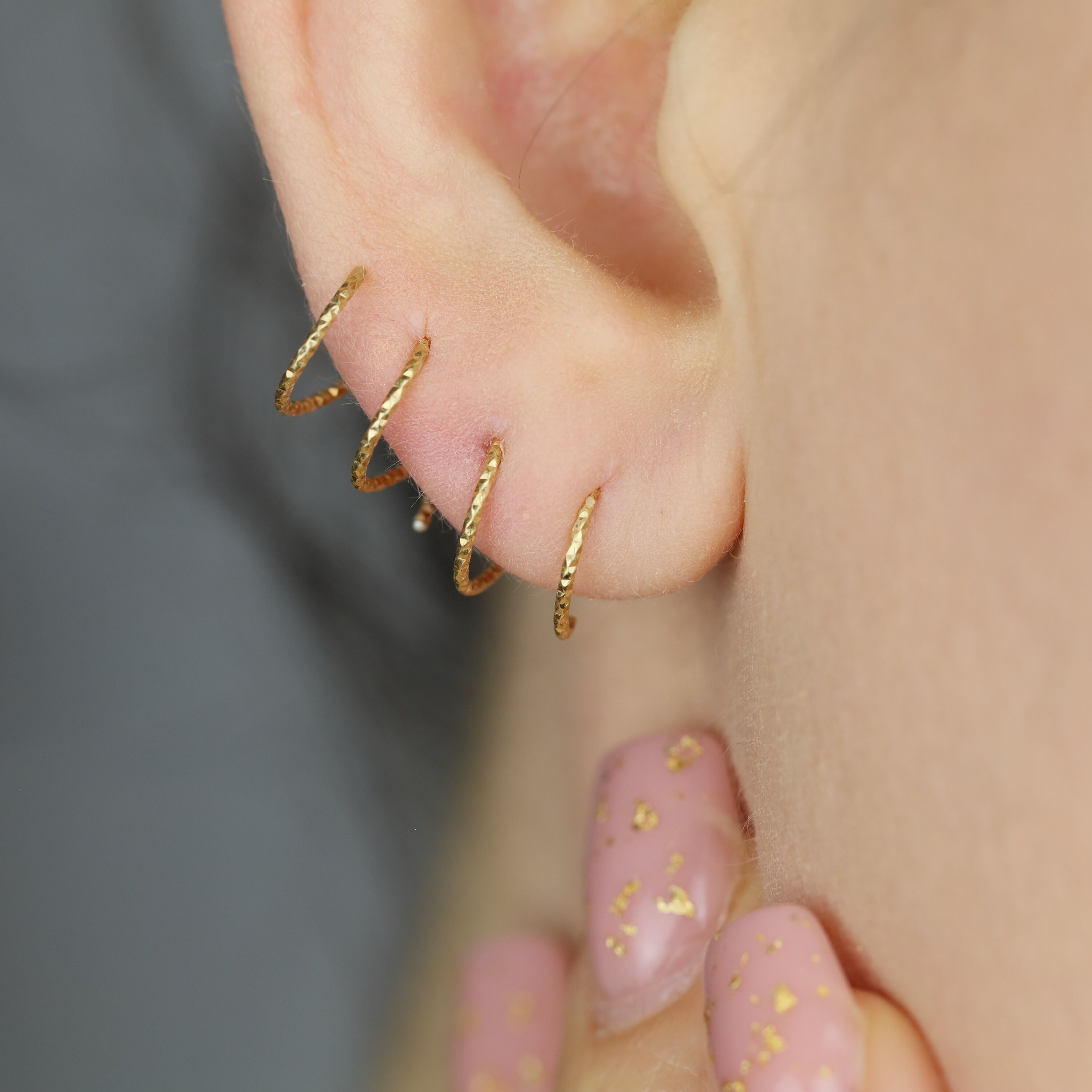 Double Hoop Earrings One Hole Spiral Earrings Black Diamond Etsy Canada