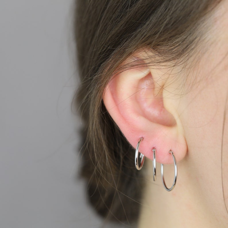 925 Sterling Silver Sleeper Hinged Thin HOOP Earrings 6mm 8mm Etsy