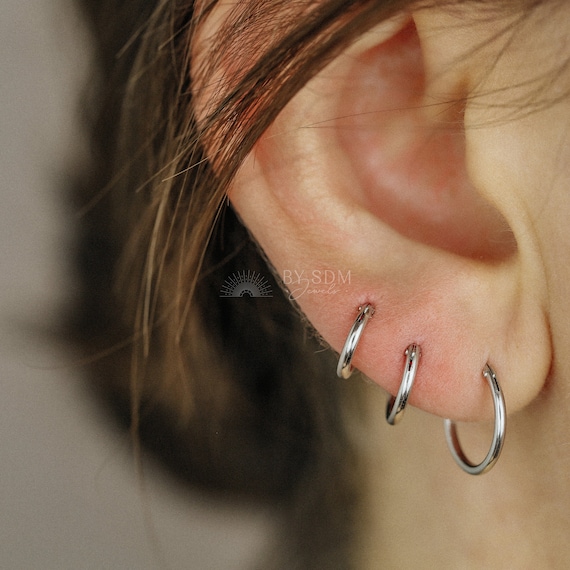 Thin Hoops Rings for Ear Piercings Hoop With Hinge 6 8 10 12