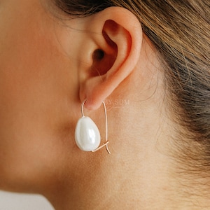 Ceramic Pearl Teardrop Earrings: Gold Filled Dangle Jewellery