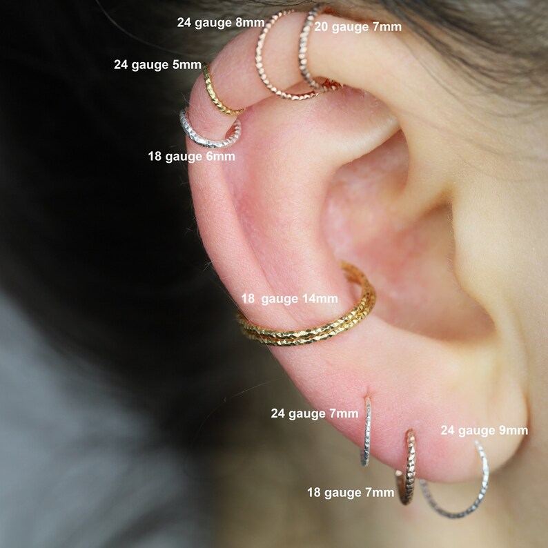 Helix Hoop Earrings Conch Piercing Daith Hoop From 3mm to Etsy