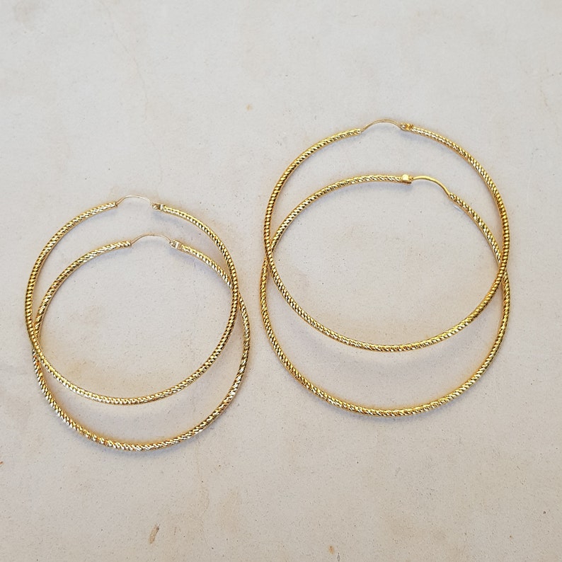 Thin Gold Hoop Earrings Large Hoop Earrings Diamond Cut Dainty Etsy