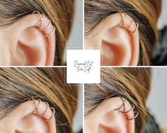 Set of 2 Black Ear Cuff or Single Ear Cuff Black Ear Cuffs