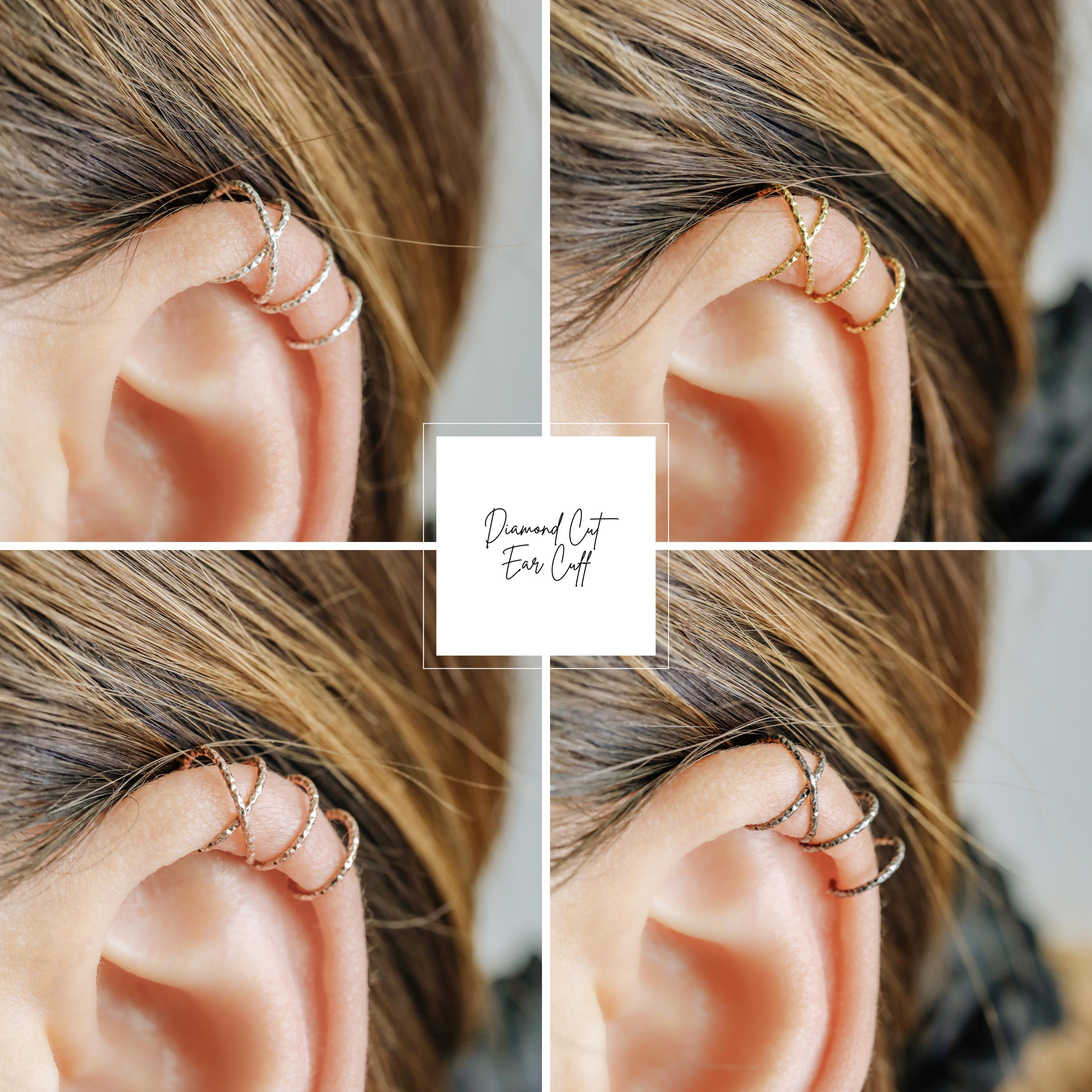 Set of 2 Black Ear Cuff or Single Ear Cuff Black Ear Cuffs
