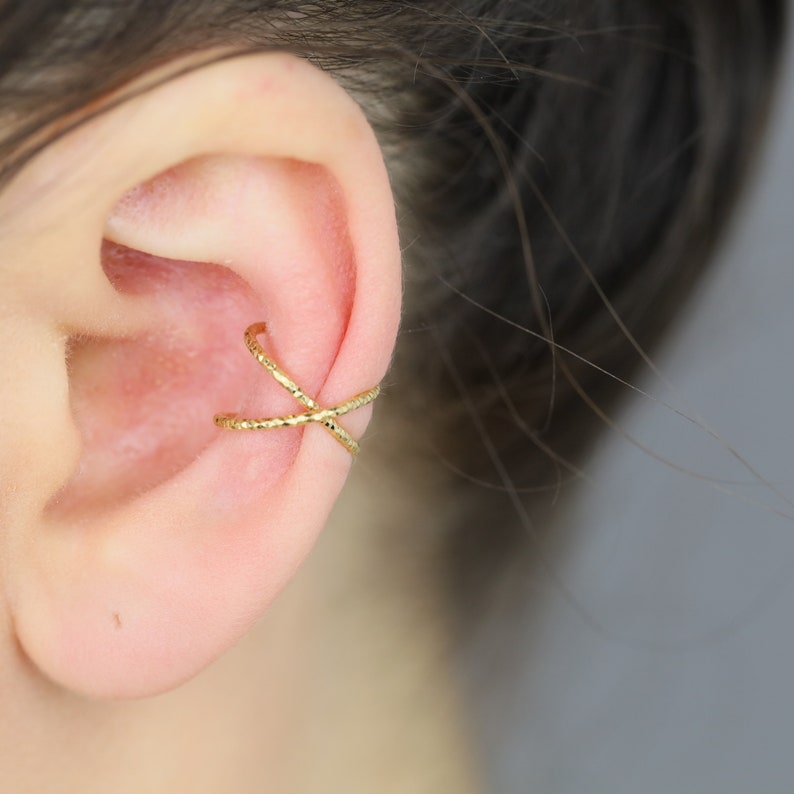 Fake Conch Piercing Ear Cuff Bright Criss Cross Ear Cuff Etsy