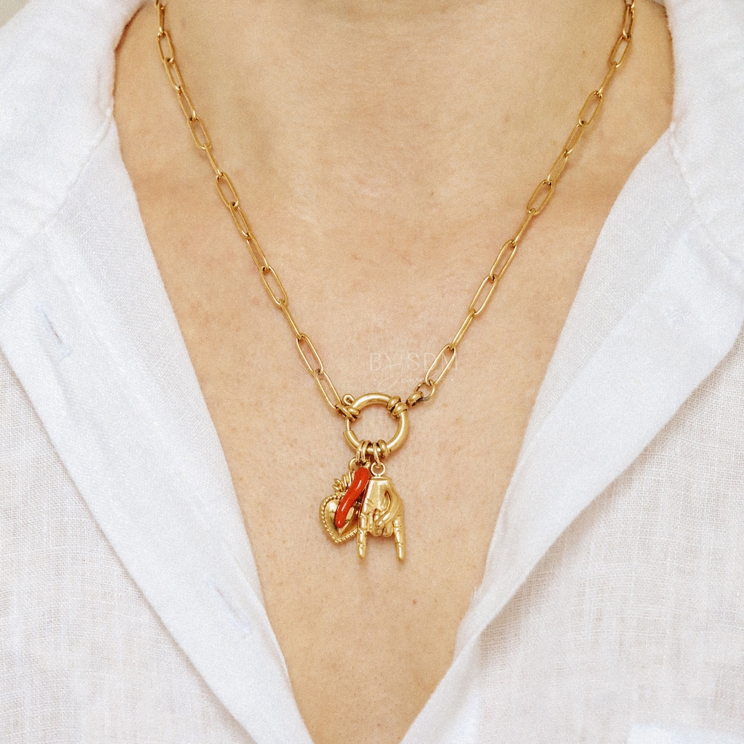 Italian Lucky Horn Necklace Hand Gesture Horn Italy Corno Etsy