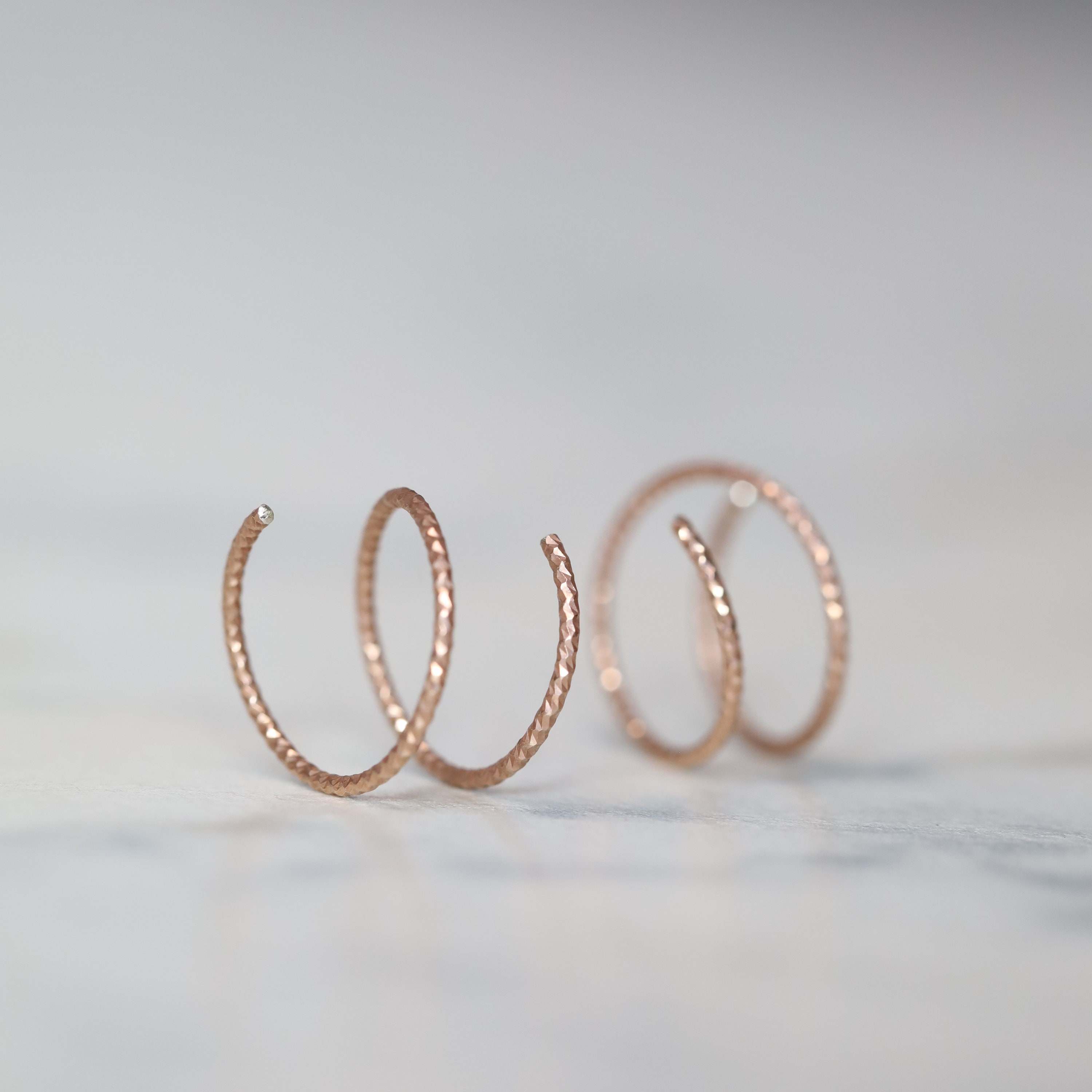 Tiny Double Hoop Earrings Minimal Spiral Earrings Tiny Twist | Etsy