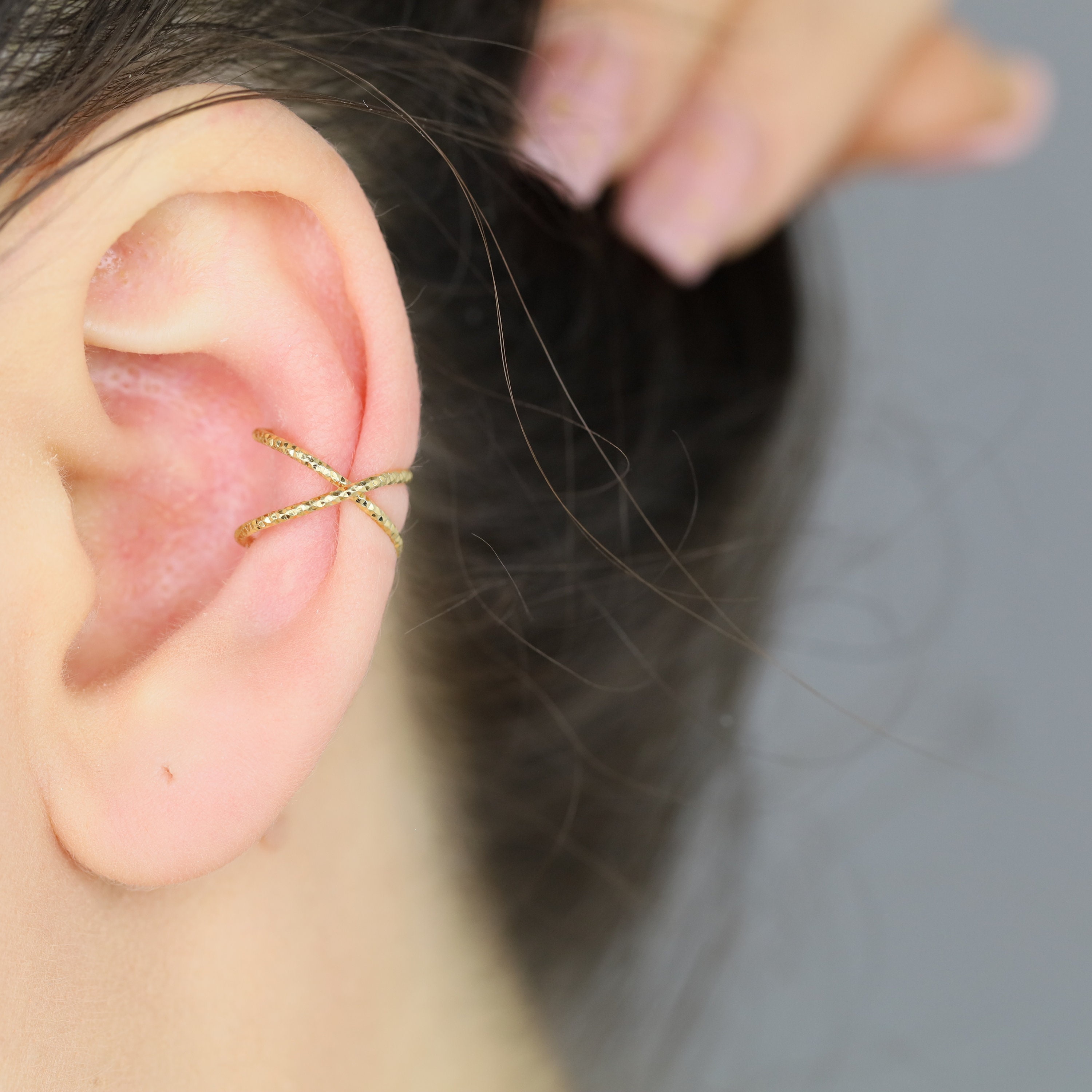 Fake Conch Piercing Ear Cuff Bright Criss Cross Ear Cuff Etsy