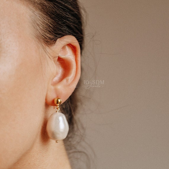Pearl Hoop Earrings Gold With Edison Pearls, Large Baroque Pearl Drop  Earrings for Women, Gifts for Women, Real Pearl Earrings - Etsy | Real pearl  earrings, Large pearl earrings, Pearl drop earrings