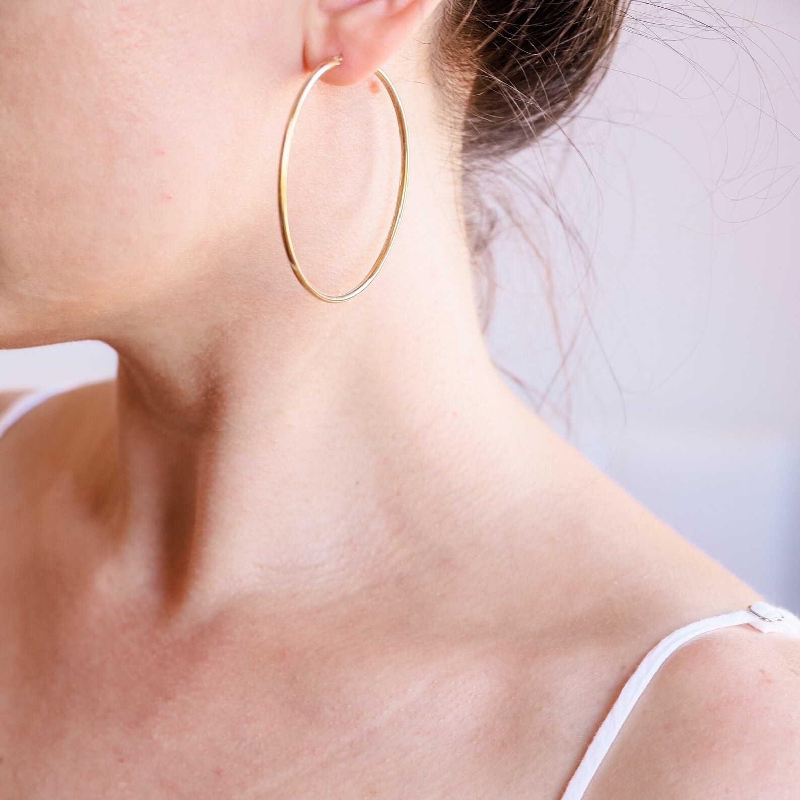 Thin gold huggie hoops Clearance