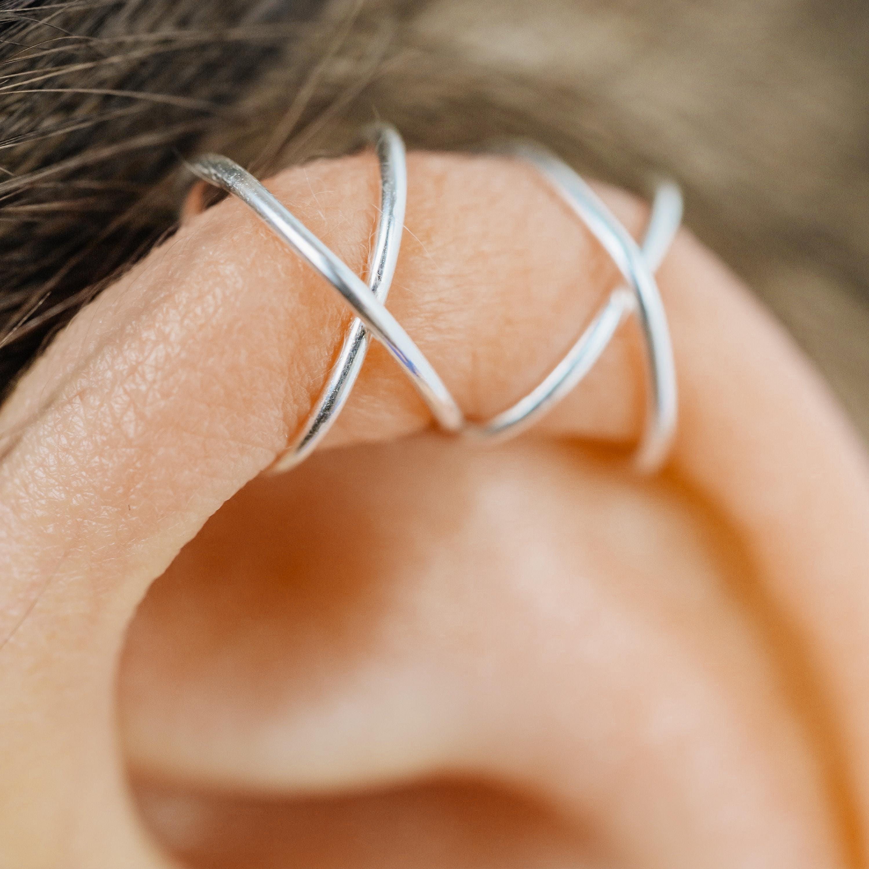 Minimalist Dainty Double Band Ear Cuff Earrings Cartilage