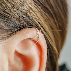 Sterling Silver Criss Cross Earcuff: Fake Helix Ear Wrap